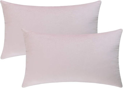 Jeneoo Set of 2 Comfy Soft Velvet Lumbar Throw Pillow Covers for Sofa Couch, Decorative Solid Rectangle Cushion Cases for Bedroom Car (12 x 20 Inches, Baby Pink)