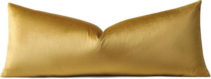 Artscope Luxury Velvet Lumbar Pillow Cover Super Soft Decorative Rectangle Throw Pillow Covers Case Cushion Covers for Sofa Couch Bedroom Car Decor 14x36 Inch Gold
