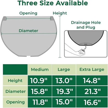 Fiberstone Sphere Planter, Black 15.8" Dia Round Flower Pot with Drainage Hole and Removable Plug, Round Plant Pot for Indoor Outdoor Use, 11.8" Opening-10.9" H, Medium