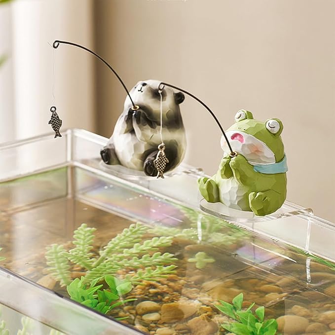 Fishing Panda Incense Holder Cute Animal Figurine Incense Burner Ash Catcher Creative Cartoon Resin Panda Statue for Home Room Decor Meditation Yoga Spa