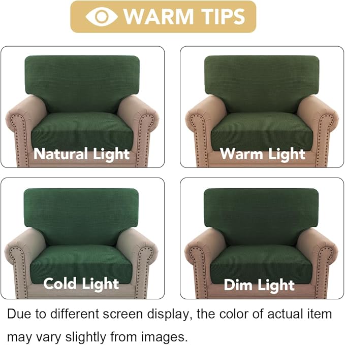 H.VERSAILTEX Multi-Pieces Chair Covers Stretch Couch Covers Form Fitted Seat and Back Cushions Covers (1 Seat Cover Plus 1 Back Cusion Cover, Bonus 2 Armrest Covers), Bronze Green