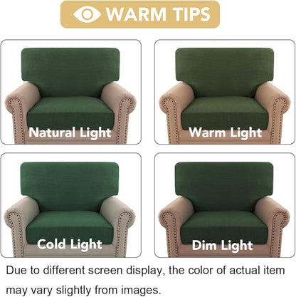 H.VERSAILTEX Multi-Pieces Chair Covers Stretch Couch Covers Form Fitted Seat and Back Cushions Covers (1 Seat Cover Plus 1 Back Cusion Cover, Bonus 2 Armrest Covers), Bronze Green