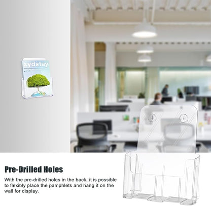 Acrylic Brochure Holder 8.5x11 Inches Slant Back Design, Clear Display Stand, Plastic Table Stand Sign Holder,Pamphlet Holder Flyer Holder, Acrylic Display Stand, Acrylic Table Signs Plastic Paper Holder for Office, Home, Store, 4 Pack
