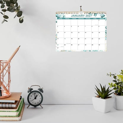2026 Calendar, Wall Calendar 2026 from January 2026 - June 2027, 18 Months Calendar with Premium Paper, Twin-Wire Binding & Hanging Hook, 8.5" x 11", Green Leaf