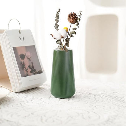 Alpinegreen Ceramic Vase, GUKJOB Small Cute Flower Vase for Pampas Grass, Home, Living Room, Dining Table, Farmhouse, Office Decor, Bedroom, Table, and Kitchen Shelf (Alpinegreen)