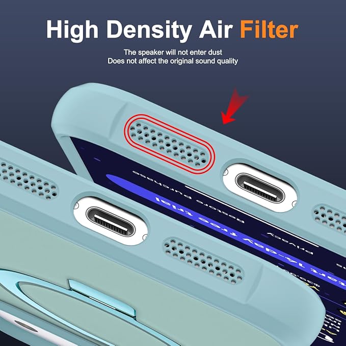 Compatible with iPhone 17 Pro Max Case with Invisible Magnetic O-Ring Stand Military-Grade Translucent Case for iPhone 17 ProMax 6.9" [Compatible with Mag-Safe][Great Grip Feeling], Blue