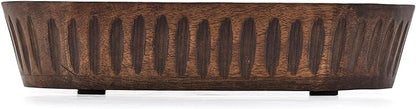 Samhita Mango Wood Decorative Bowls for Home Décor, Decorative Long Wooden Bowl for Table Centerpiece (10" x 6" x 2")