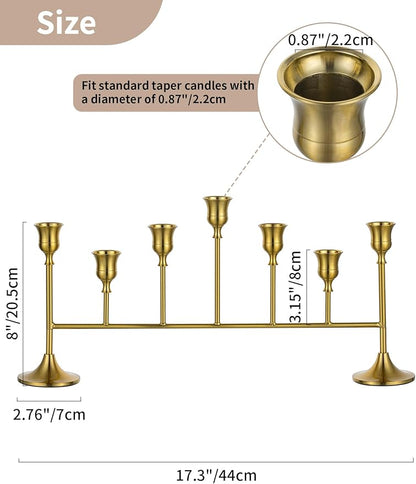 NUPTIO Gold Candle Holders for Centerpiece: Brass Taper Candelabra for Candles Sticks - Long Taper Candleholder Set of 2 for Christmas Birthday Party Fireplace Table Decor