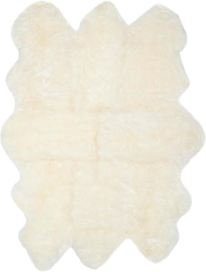 SAFAVIEH Sheep Skin Collection Area Rug - 5'5" x 7'7", White, Handmade Rustic Glam Genuine Pelt, 3.4-inch Thick Ideal for High Traffic Areas in Living Room, Bedroom (SHS121A)