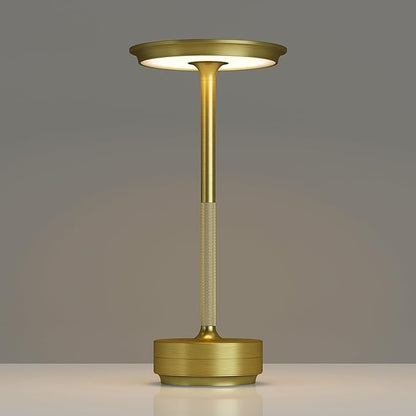 1 Pack Cordless Table Lamps Rechargeable, Portable 5000mAh Battery Operated Lamp, 3 Color Stepless Dimming LED Table Light with Memory Function, for Outdoor/Dinner/Patio/Restaurant.(Gold)