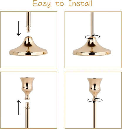 French Gold Candlestick Holders Set of 6, Metal Taper Candle Holders, Classic Decorative Candle Stick for Christmas, Wedding, Party, Dinner Tables,Home Décor