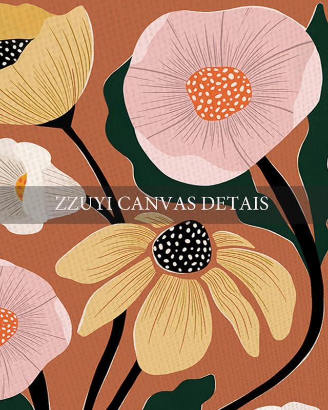 Zzuyi Botanical Decor Framed Wall Art, Vintage Floral Wall Art, Large Wall Decor for Living Room, Bed Room, Office - 24"x 32" Natural Framed