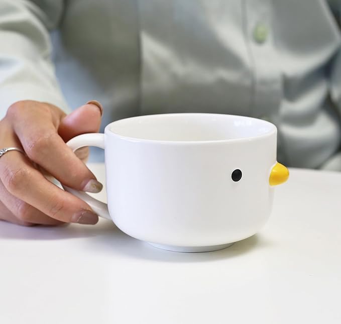 PURROOM Cute Duck Coffee Mug, 8 oz Latte Cup, Handmade Glaze Small Coffee Cup, Safety Ceramic Milk Mugs. Best Gifts For Coffee Lover.