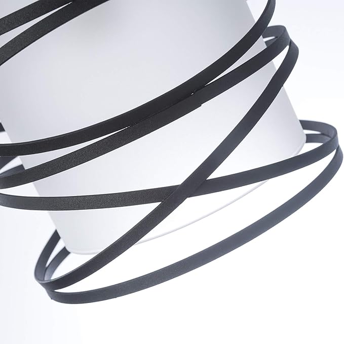 3-Pack Modern Mini Pendant Light Fixture Kitchen Island Pendant Lighting 6.3''Matte Black Spiral Cage and Handblown Frosted Glass Shade Adjustable Cord for Dining Room Hallway Entryway