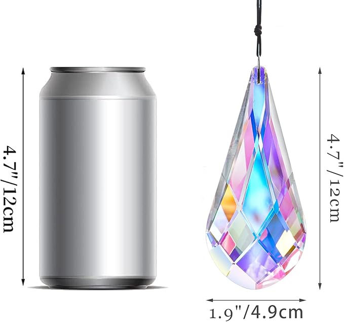 120mm/4.7in Crystal Suncatcher Prism Window Hanging Ornament Rainbow Glass Prism Sun Catcher Decor for Home Garden(AB Colors)