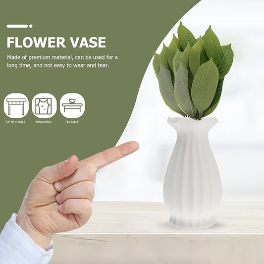 Garneck Ceramic Flower Vase Matte White Decorative Flower Holder Artistic Vase for Home Office Desktop Indoor Floral Arrangement