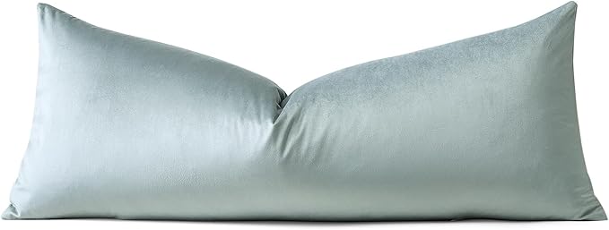 Artscope Luxury Velvet Lumbar Pillow Cover Super Soft Decorative Rectangle Throw Pillow Covers Case Cushion Covers for Sofa Couch Bedroom Car Decor 14x36 Inch Light Grey