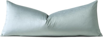 Artscope Luxury Velvet Lumbar Pillow Cover Super Soft Decorative Rectangle Throw Pillow Covers Case Cushion Covers for Sofa Couch Bedroom Car Decor 14x36 Inch Light Grey