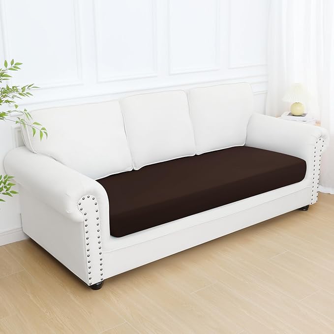 Smiry Printed Couch Cushion Covers, Stretch Soft Couch Covers for Sofa, Washable Non-Slip Sofa Slipcover Furniture Protector for Indoor and Outdoor (Large, Chocolate)