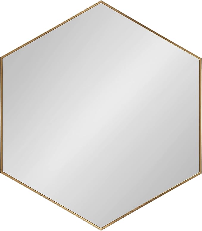Kate and Laurel Rhodes 6-Sided Hexagon Wall Mirror, 30.75x34.75 Gold
