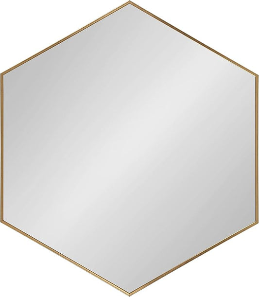 Kate and Laurel Rhodes 6-Sided Hexagon Wall Mirror, 30.75x34.75 Gold