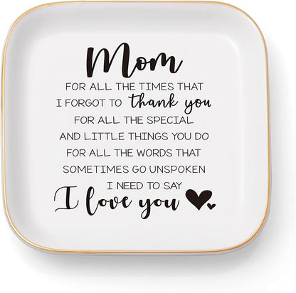 Gifts for Mom from Daughter, Son – Thank You Mom Jewelry Dish Christmas Stocking Stuffers, Birthday, Mothers Day, Valentines Day Gifts