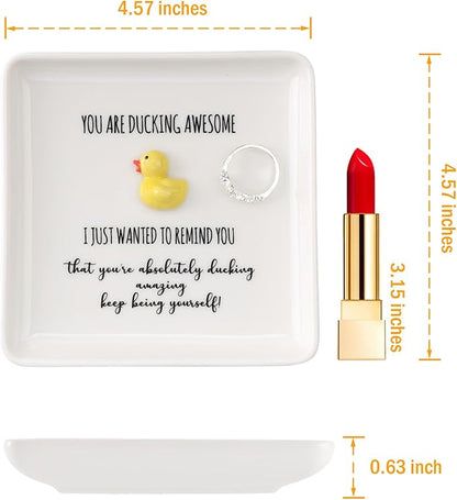 HOME SMILE Duck Jewelry Dish Tray-Birthday Gifts for Women Friendship Mothers Day Graduation Teacher Appreciation Christmas-Reminder Gifts-You're Ducking Amazing