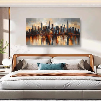 Abstraction Pictures Canvas Wall Art for Living room Office Bedroom Wall Decor,City night Scene Wall Art Print Paintings Modern Natural Landscape Artwork Waterproof Ready to Hang-20x40inch