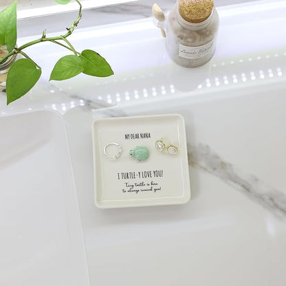 HOME SMILE Turtle Jewelry Dish Tray-Nana Gifts from Grandkids, Birthday Mothers Day Easter Gifts for Nana from Granddaughter Grandson,I Turtley Love You Gifts