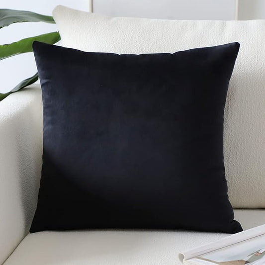 Artscope Luxury Velvet Pillow Covers Super Soft Decorative Square Throw Pillow Covers Case Cushion Covers for Sofa Couch Bedroom Car Decor 16x16 Inch Black