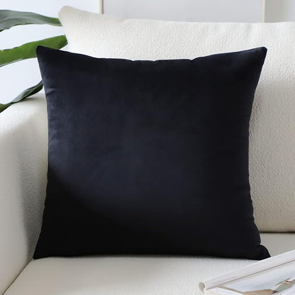 Artscope Luxury Velvet Pillow Covers Super Soft Decorative Square Throw Pillow Covers Case Cushion Covers for Sofa Couch Bedroom Car Decor 20x20 Inch Black