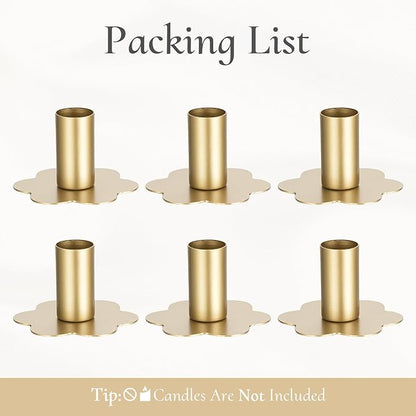 Candlestick Holders Taper Candle Holders: 6Pcs Gold Candlestick Holder Table Brass Candlestick Holders Candle Sticks Holder Decor Home Flower Candle Holder Wedding Cute Small Candle Holders