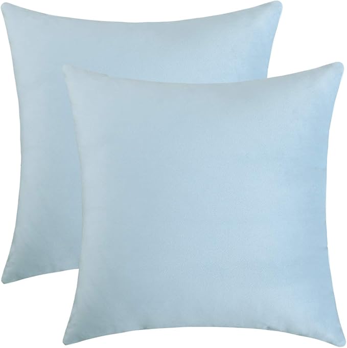 Jeneoo Comfy Soft Velvet Couch Throw Pillow Covers Decorative Solid Square Cushion Cases for Bedroom Sofa Car Decor (Baby Blue, 18 x 18 Inches, 2 Pieces)