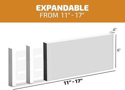 6 Pack Drawer Dividers 6 Inch High, 11”-17" Adjustable Bamboo Organizers Large Expandable Drawer Separators for Cloths, Dresser, Bedroom, Bathroom, Baby Drawer, Office & Kitchen Utensils (White)