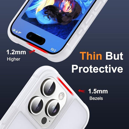Compatible with iPhone 15 Pro Max Case with Invisible Magnetic O-Ring Stand Military-Grade Phone Case for iPhone 15 ProMax 6.7" [Compatible with Mag-Safe][Great Grip Feeling],Translucent