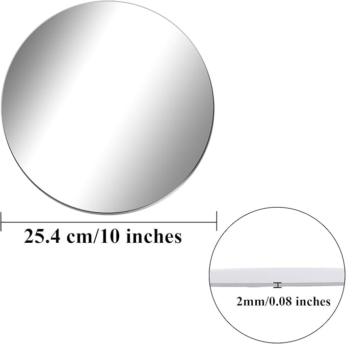 Aneco 6 Pack Acrylic Round Mirrors Non Glass Round Mirror Plate Removable Acrylic Mirror Stickers Mirror Plate for Home Wall Decor or Wedding Table Centerpiece, 10 Inches (Thickness 2 mm)