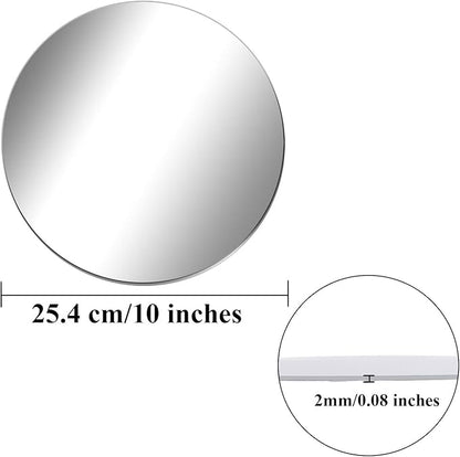 Aneco 6 Pack Acrylic Round Mirrors Non Glass Round Mirror Plate Removable Acrylic Mirror Stickers Mirror Plate for Home Wall Decor or Wedding Table Centerpiece, 10 Inches (Thickness 2 mm)