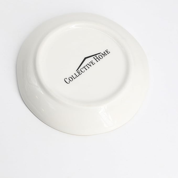 COLLECTIVE HOME - Ceramic Jewelry Tray, Decorative Trinket Dish for Rings Earrings Necklaces Bracelet Watch Keys, Birthday Mother's Day Christmas Gift for Women, 4.75", Glossy (d)