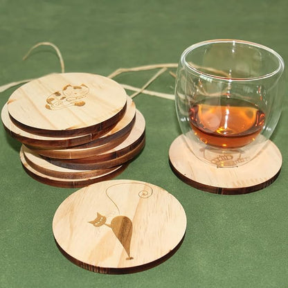 48 Pack Unfinished Wood Coasters,4 Inch Round Blank for Dinking Bar Coffee DIY Stained Painting Drawing Engraving Burning Laser Home Decoration,(48 Round)