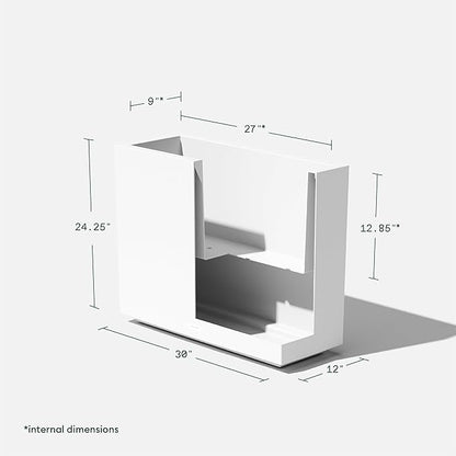 Veradek Block Series Span Plastic Planter - Tall Rectangular Planter for Indoor or Outdoor Patio/Porch, White, 24.25 in Height, 12 in Width, 30 in Length