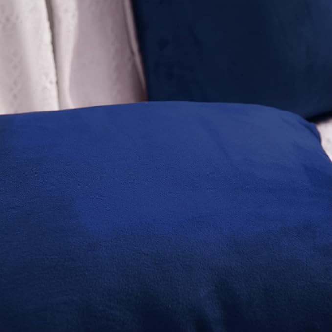 FY FIBER HOUSE Pack of 2 Velvet Throw Pillow Covers Decorative Pillowcase Soft Solid Cushion Cover, 16 x 16 Inch, Midnight Blue