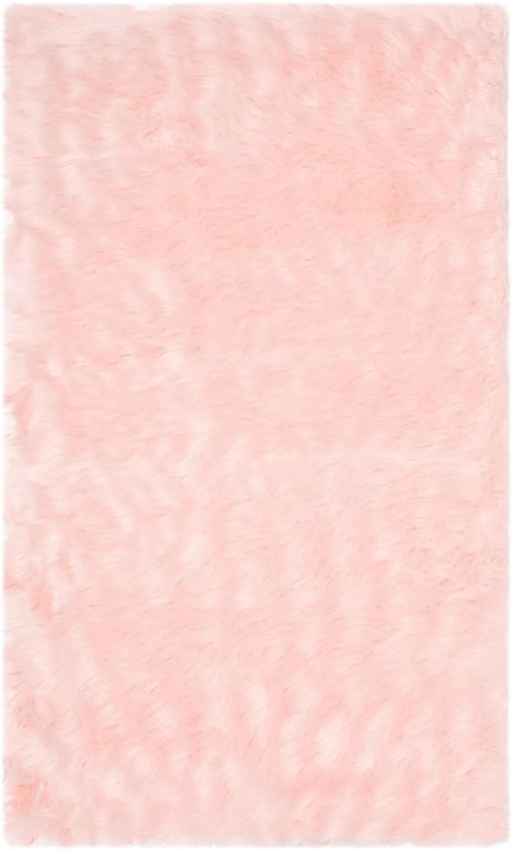 SAFAVIEH Faux Sheep Skin Collection 3' x 5' Pink FSS235G Silken Glam 2.35-inch Thick Area Rug