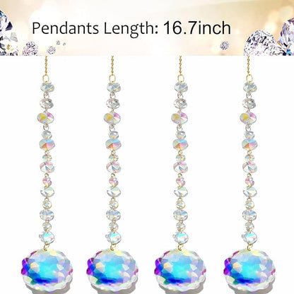 4Pcs Sun Catcher Crystals for Window Hanging, Rainbow Prism Sun Catchers with Crystal Prisms, Hanging Crystals Suncatchers for Windows Indoor Decor