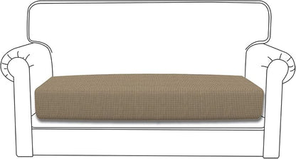 Easy-Going Stretch Loveseat Cushion Cover Sofa Cushion Furniture Protector Sofa Seat Sofa Slipcover Sofa Cover Soft Flexibility with Elastic Bottom(Loveseat Cushion, Natural)