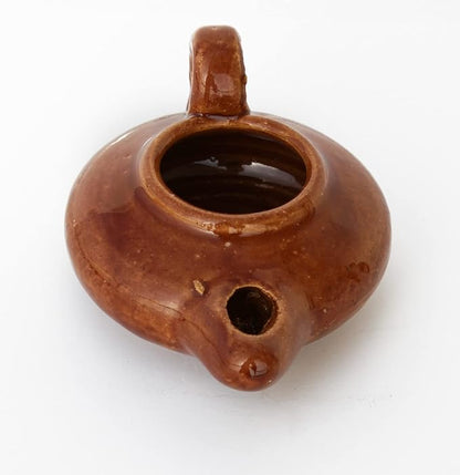 Biblical Herodian Clay Oil Lamp – Authentic Glazed Replica from The Time of Jesus in Jerusalem - Handmade Holy Land Christian Faith Gift