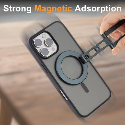 Leftfoto Metal Strong Magnetic Phone Stand 3-Axis Adjustable Foldable Cell Phone Mini Tripod Desk Holder Compatible with iPhone17/Promax16/15 Pro Max/14 Pro/13/12/MagSafe Cases or Android Phones