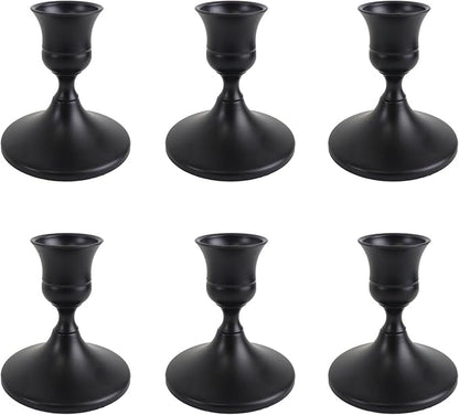 Vintage Black Taper Candle Holders Set of 6, Metal Candlestick Holders Elegant Handcrafted Décor for Weddings, Dining & Meditation,Table Centerpiece, Party, Christmas Decoration or Home Decor