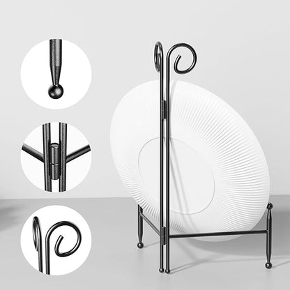 SVENJBB Plate Stand and Holder Display Easel Stand 12 Inch, Black Iron Picture Frame Collapsible and Portable for Table (2 Pack)