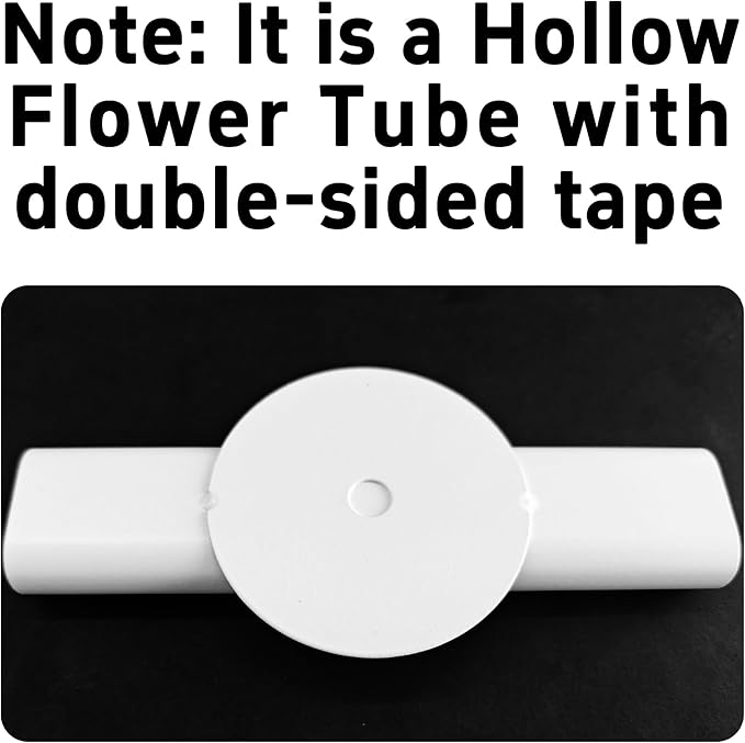 7" Wall-Mounted Flower Tube, Top/Bottom Open Vase Tube, Wall Metal Flower Tube Decoration Holder for Flower Display with Sticker, 2pcs(White Gold)