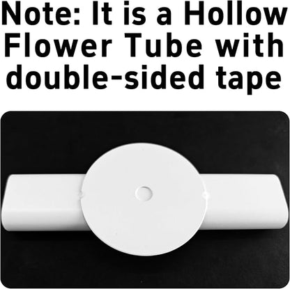 7" Wall-Mounted Flower Tube, Top/Bottom Open Vase Tube, Wall Metal Flower Tube Decoration Holder for Flower Display with Sticker, 2pcs(White Gold)